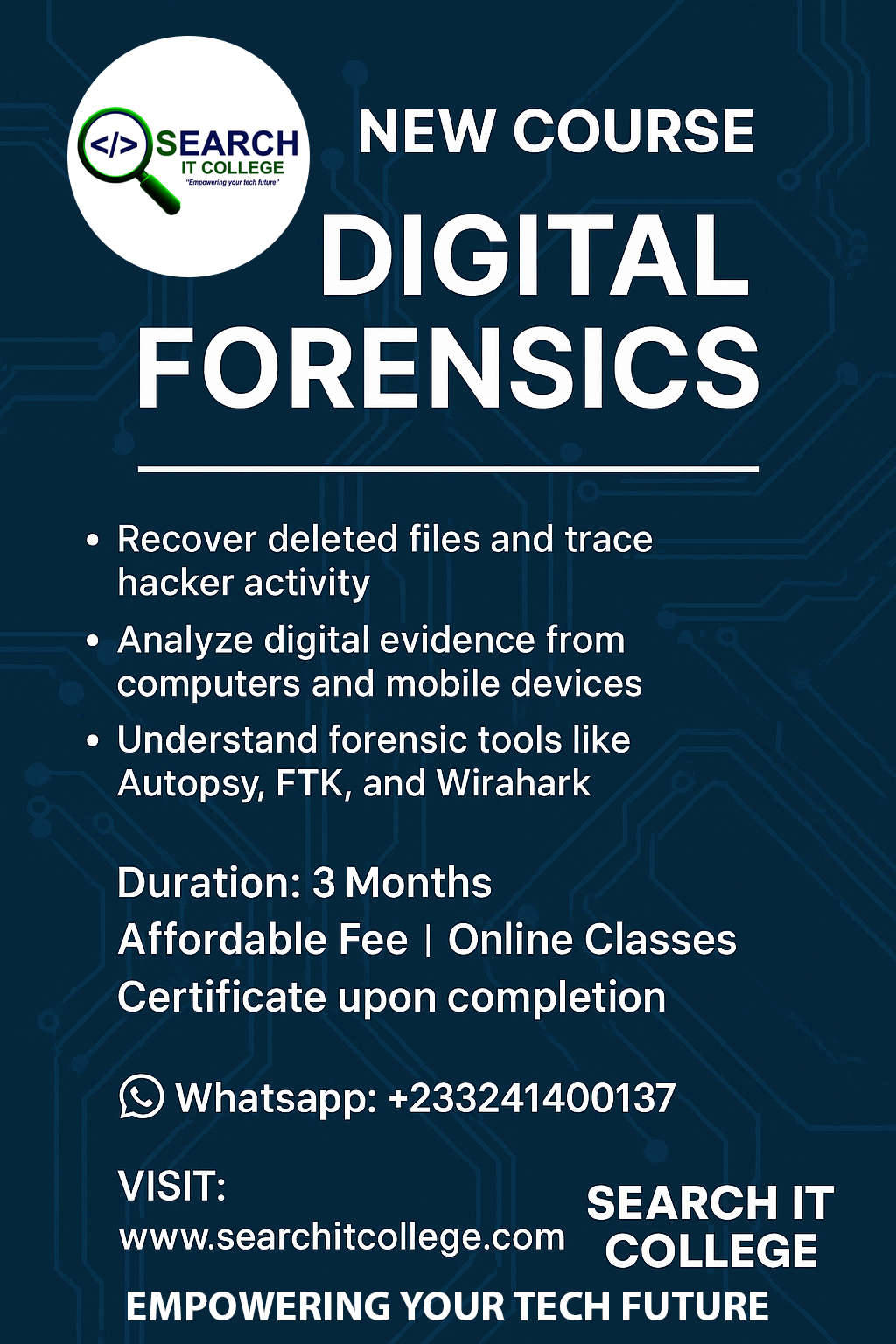 🚨 BECOME A CYBER CRIME INVESTIGATOR! 🚨 🔎 Enroll in DIGITAL FORENSICS at Search IT College 🔍